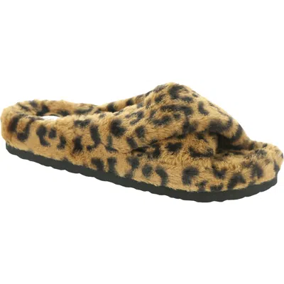 Steve Madden Franz Womens Slip On Faux Fur Slide Slippers In Multi