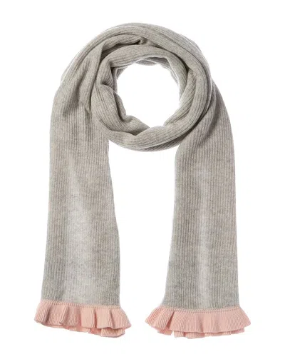 Hannah Rose Contrast Ruffle Edges Rib Scarf In Grey