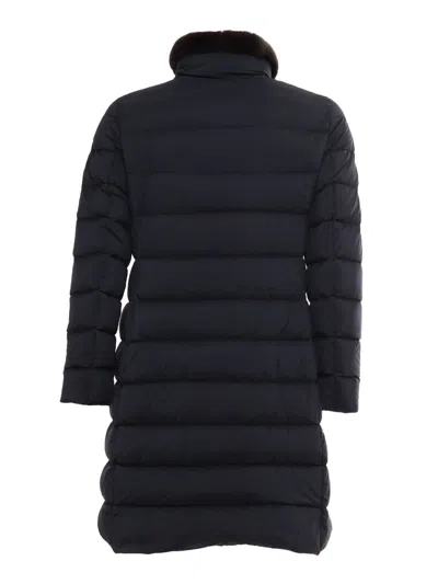 Moorer Double Breasted Long Down Jacket Longan In Black