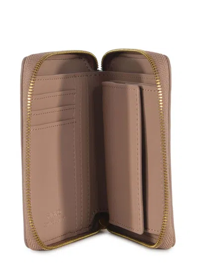 Pinko Square Zip-around Purse In Beige