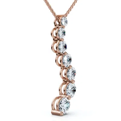 Pompeii3 F/vs 3ct Diamond Journey Pendant Gold Women's Necklace Lab Grown In Multi