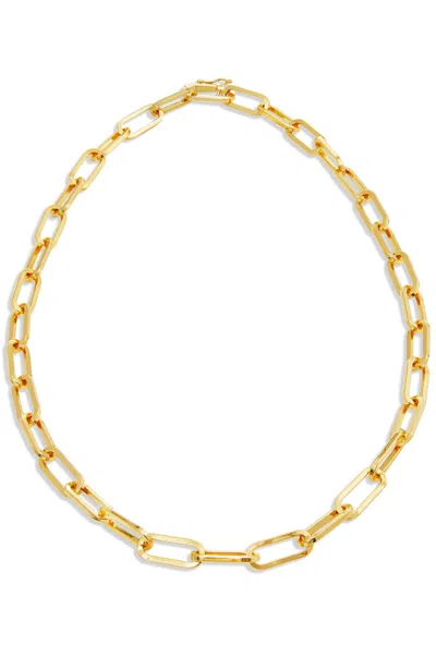 Savvy Cie Jewels 18k Gold Plated Paperclip Link Necklace In Yellow