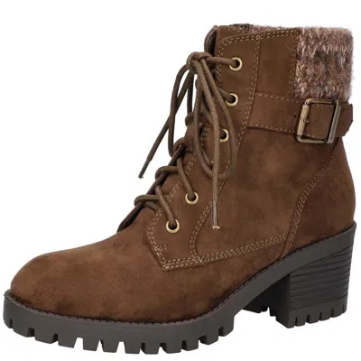 Bella Vita Ethel Womens Zipper Combat & Lace-up Boots In Brown