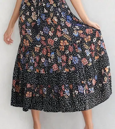 Nostalgia Rowan Tiered Maxi Skirt In Black Multi In Multi