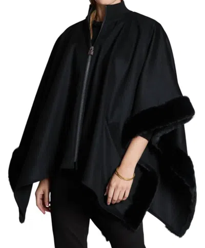 TYLER BOE LESLIE FUR ZIP CAPE IN BLACK 
