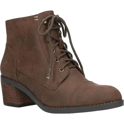 Bella Vita Sarina Womens Faux Suede Ankle Combat & Lace-up Boots In Brown
