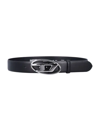 Diesel B-1dr Leather Belt In Black
