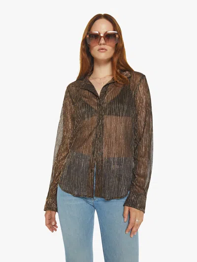 Sprwmn Fitted Button Up Bronze Shirt In Brown