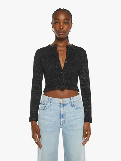 Sprwmn Shrunken Raglan Cardigan Gold Sweater In Black - Size Medium In Black