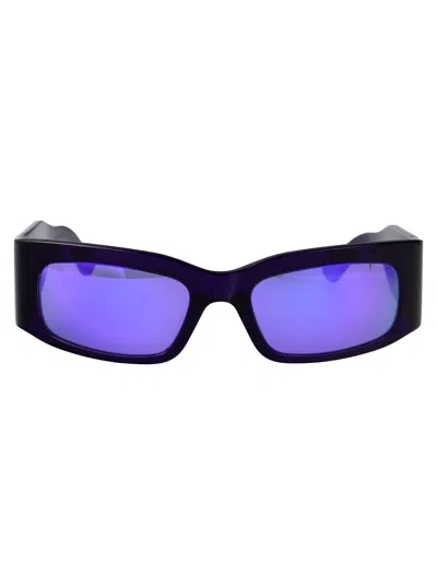 Balenciaga 'rectangle De Papier' Sunglasses In Violet-violet-violet
