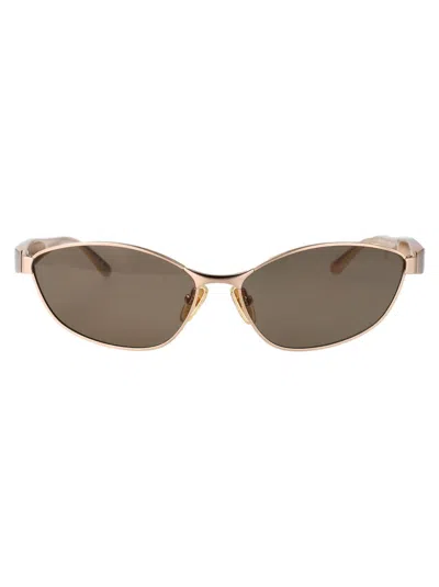 Balenciaga Gold Mercury Rectangular Metal Sunglasses In Gold-gold-brown