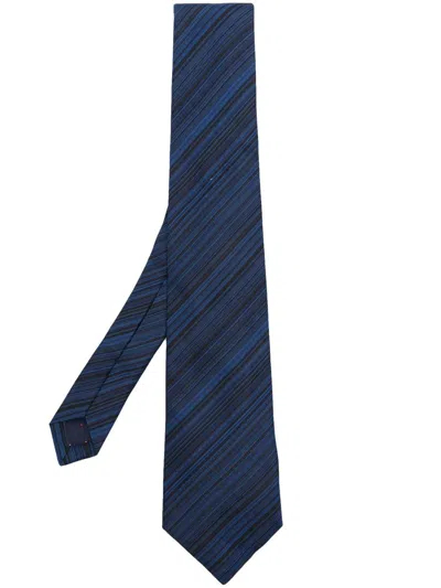 Paul Smith Blue Muted 'signature Stripe' Silk Tie In Multicolour