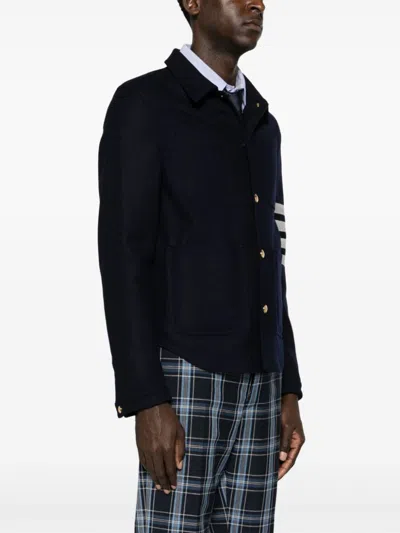 Thom Browne '4-bar Utility' Single-breasted Jacket In Blue