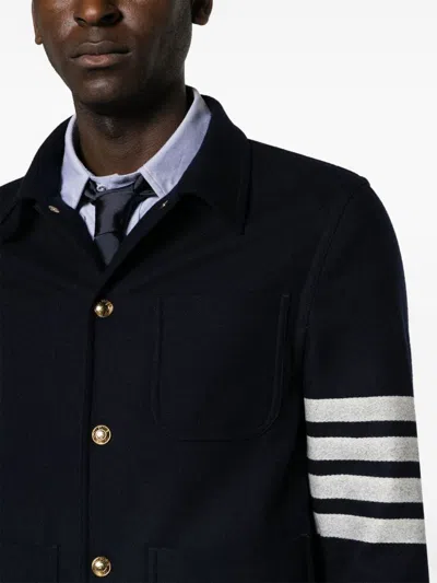 Thom Browne '4-bar Utility' Single-breasted Jacket In Blue