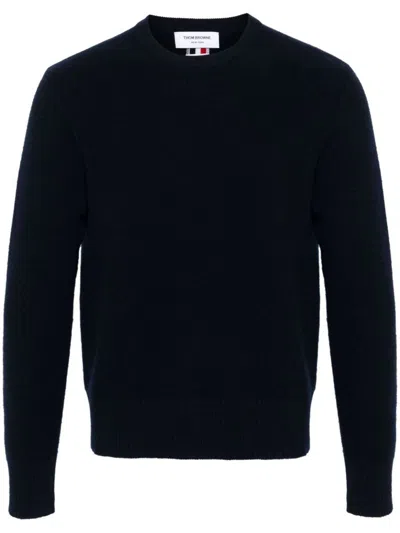 Thom Browne Men's Navy Wool Logo Sweater In Blue