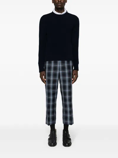 Thom Browne Men's Navy Wool Logo Sweater In Blue