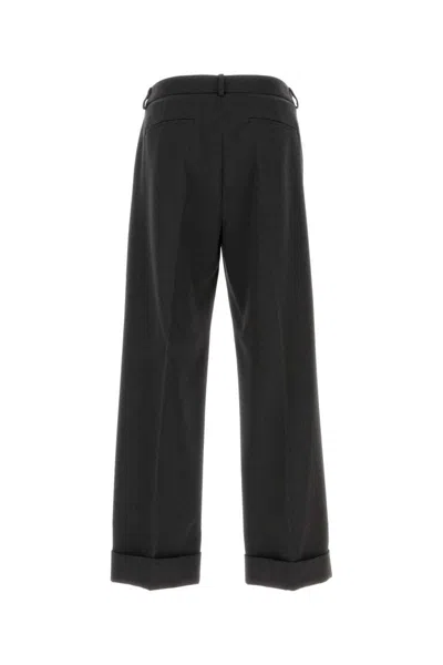 Valentino Garavani Charcoal Wool Pant In Black