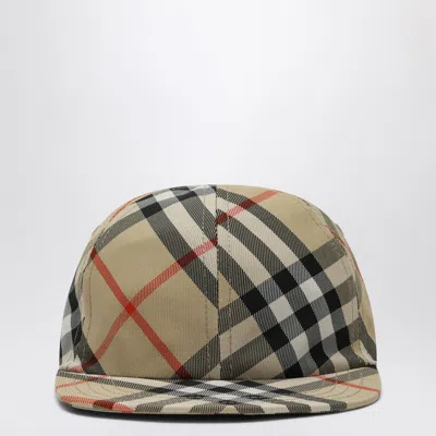 Burberry Kid's Check Baseball Cap In Beige
