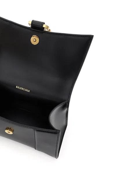 Balenciaga Hourglass Small Leather Top Handle Shoulder Bag In Black