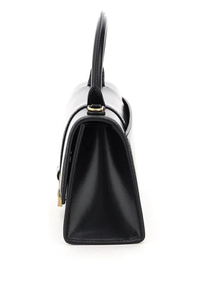 Balenciaga Hourglass Small Leather Top Handle Shoulder Bag In Black