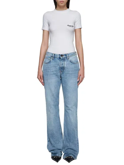 Balenciaga Beverly Hills Embroidered T-shirt In Light Grey