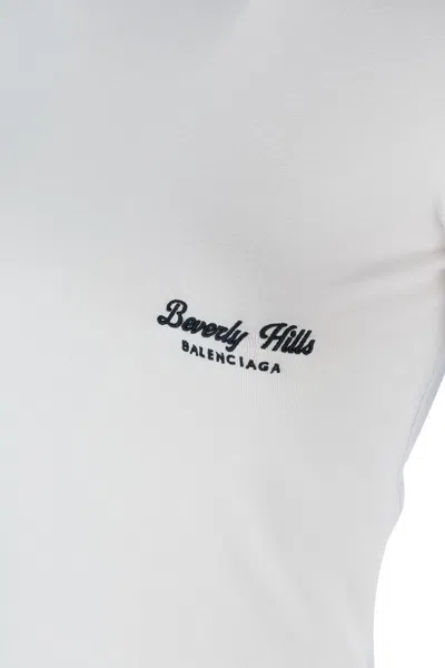 Balenciaga Beverly Hills Embroidered T-shirt In Light Grey