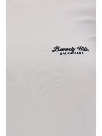 Balenciaga Beverly Hills Embroidered T-shirt In Light Grey
