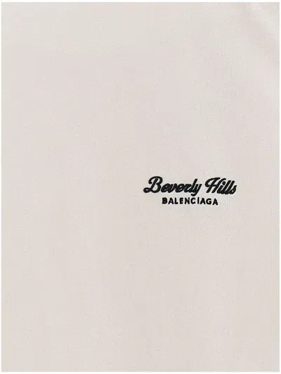Balenciaga Beverly Hills Embroidered T-shirt In Light Grey
