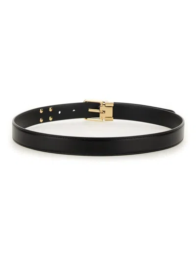 Dolce & Gabbana Smooth Leather Dg Belt With 8 In Black