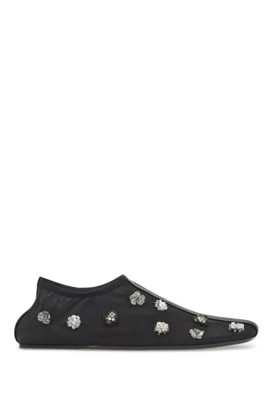 Christopher Esber Frosted Bead-embellished Mesh Flats In Black