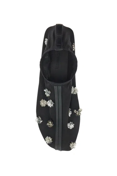Christopher Esber Frosted Bead-embellished Mesh Flats In Black
