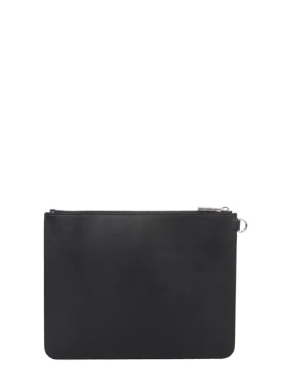 Givenchy Leather Pouch Handbag With Front Painted Effect Logo In Gray