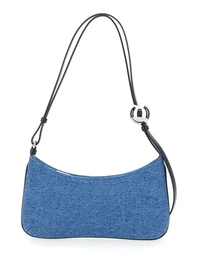 Shop Jacquemus 'le Bisou Perle' Light Blue Shoulder Bag With Logo Detail In Denim Woman