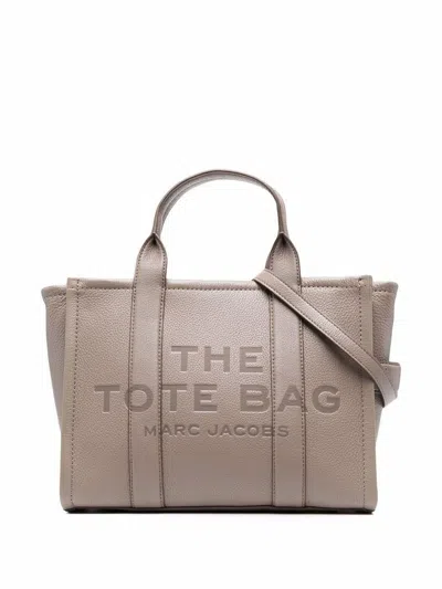Marc Jacobs The Tote Bag Medium Grey Shoulder Bag With Logo In Grainy Leather Woman  In Gray