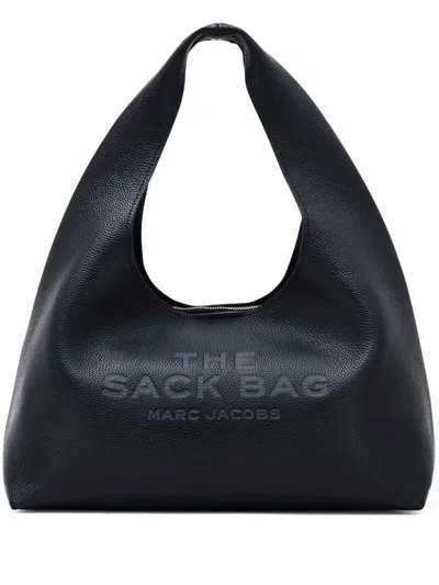 Marc Jacobs Grained Black Leather Handbag With Silver-tone Hardware In Black