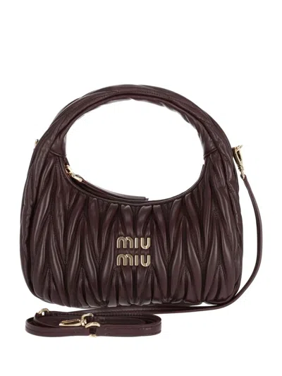 Miu Miu Camoscio Matelasse Hobo Bag In Radica
