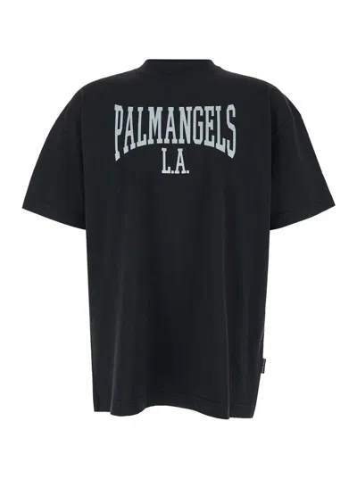 Shop Palm Angels Logo Cotton T-shirt In Black