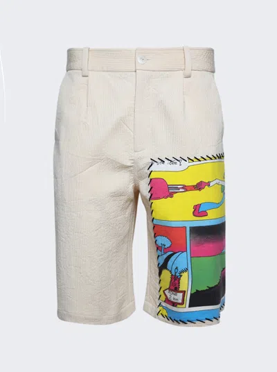 The Elder Statesman Virot Ripple Pleat Front Cotton Corduroy Shorts In Multi