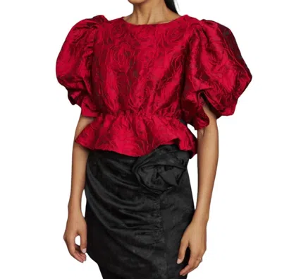 Sister Jane Tate Rose Floral-jacquard Top In Red