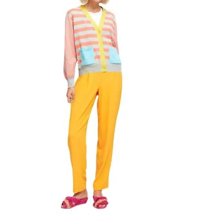 Aldo Martins Lama Stripe V Neck Cardigan In Peach In Pink