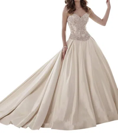 Christina Wu Beaded Strapless Ball Gown Wedding Dress With Sweep Train In Dark Ivory/silver In Multi