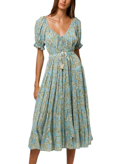 Beachgold Marion Midi Dress In Blue Multi In Multi