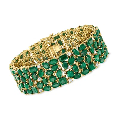 Ross-simons Emerald And White Topaz Bracelet In 18kt Gold Over Sterling In Multi