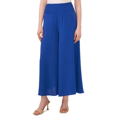 Sam & Jess Petite Crinkle Smocked-waist Wide-leg Pants In Multi