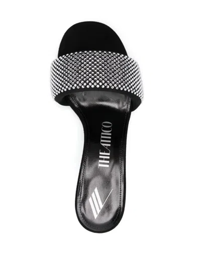 Attico The  Woman Sandals Black Size 8 Textile Fibers In Black
