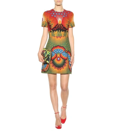 Shop Valentino Printed Wool And Silk Dress In Multicoloured