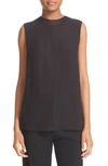 Vince Seam Front Sleeveless Silk Top In Black