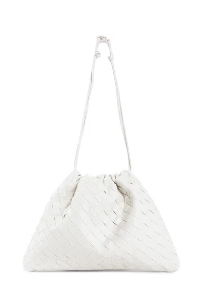 Bottega Veneta Medium Dustbag Intrecciato Leather Shoulder Bag In White