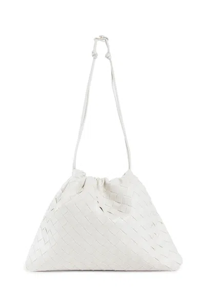 Bottega Veneta Medium Dustbag Intrecciato Leather Shoulder Bag In White
