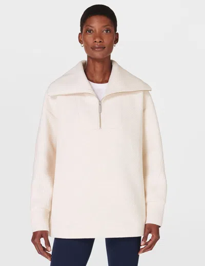Sweaty Betty Radiant Half Zip Sweatshirt In White